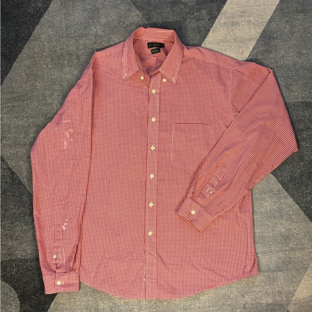 J. Crew Red and White Checkered Button Down Shirt